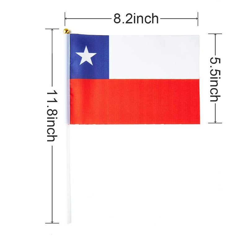 mflagperft Chile Flag Chilean Flag, Small Mini Handheld Chile Flags on Stick, Ideal for Party Parades Sports Events Patriotic Festival Decorations - Image 3